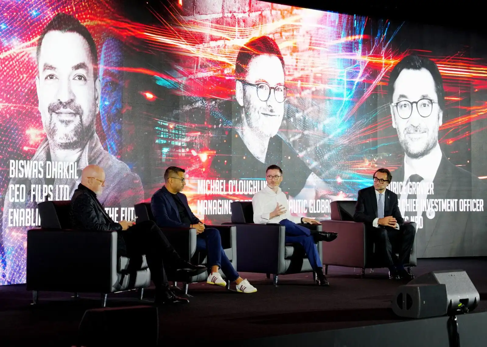 Filps CEO, Biswas Dhakal, and Board Advisor, Brett King during a session at Futurists X Summit 2025.